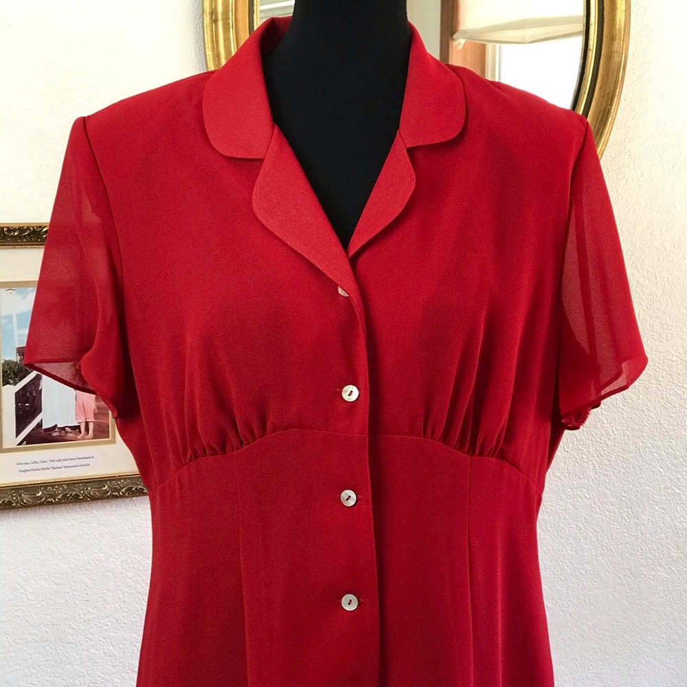 Red Button Front Dress Size 16